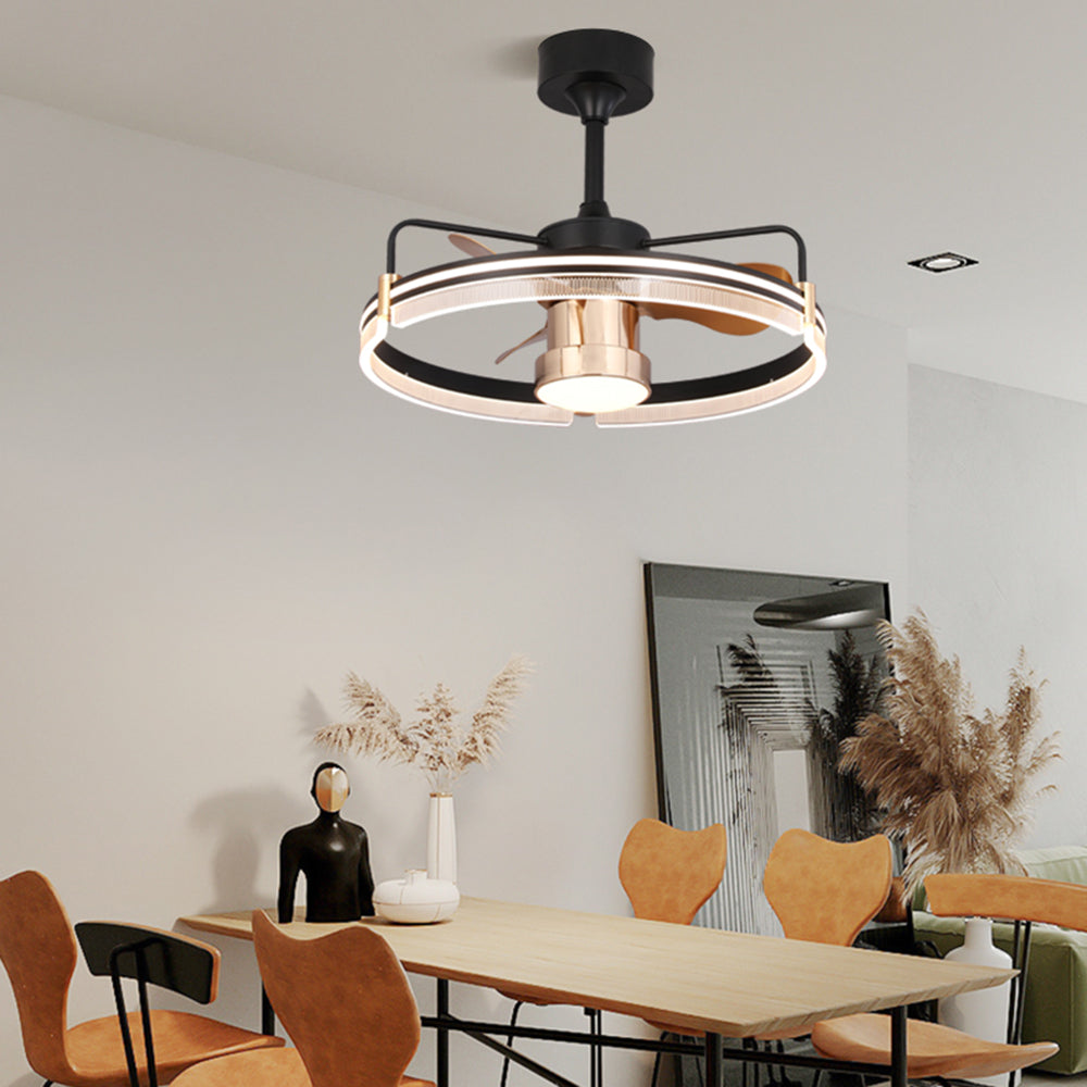 Kelley Ceiling Fan with Light, 2 Style, Aluminium & Metal, 24''