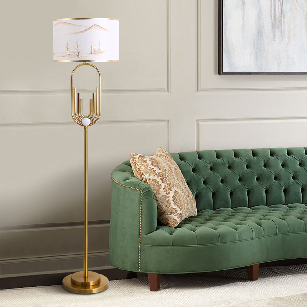Sano Table/Floor Lamp Landscape, Metal/Fabric, Bedroom