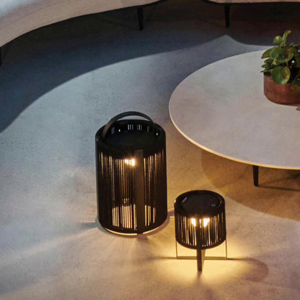 Orr Minimalist Cylinder Solar Outdoor Floor Lamp, Black