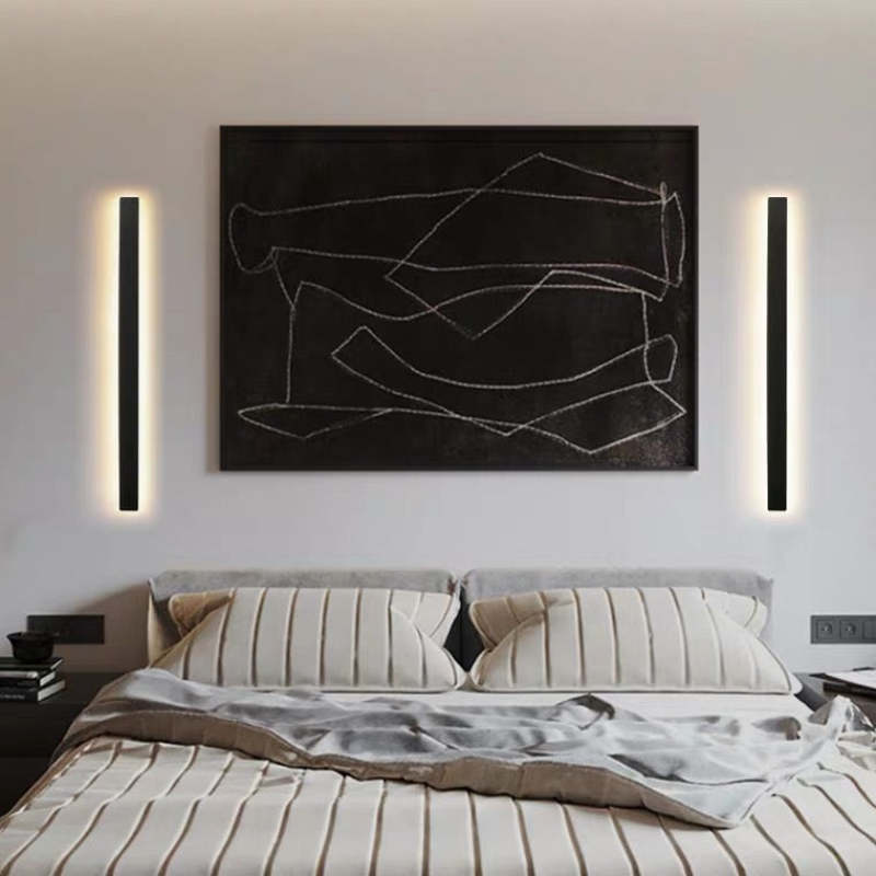 Edge Modern Outer Glow Linear Metal Outdoor Wall Light, Dark Steel Gray