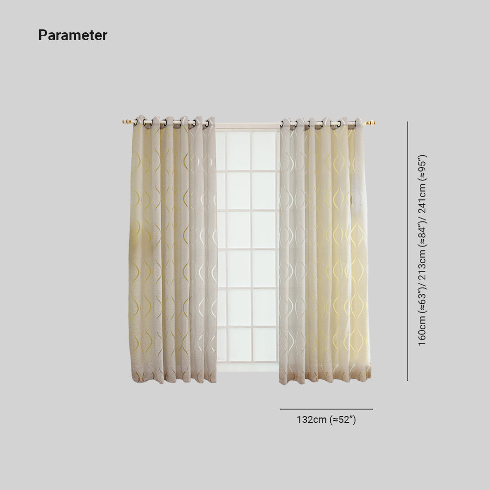 Modern Wave Pattern Bubble Translucent Sheer Curtain