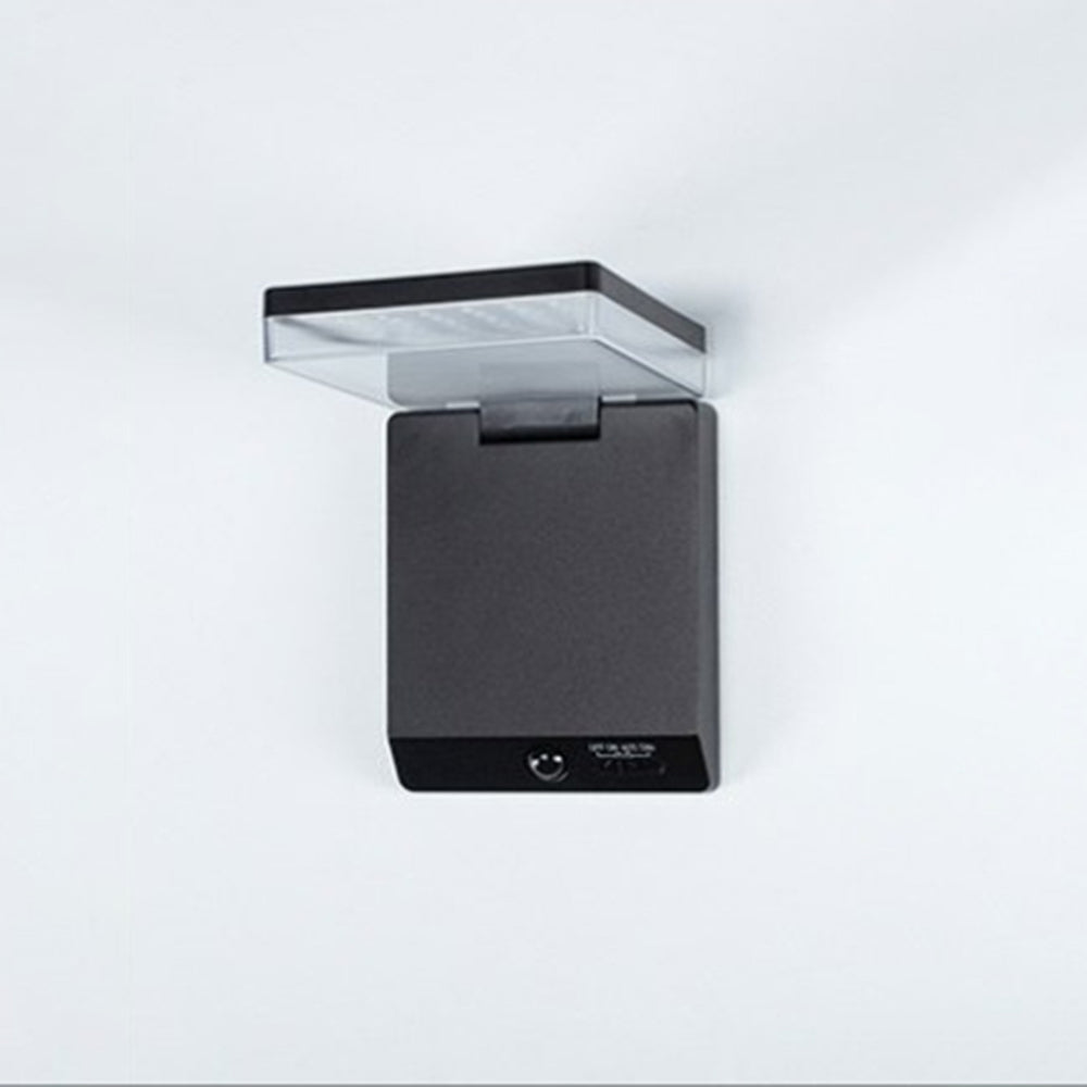 Orr Modern Minimalist Right-Angle Acrylic Sensor Solar Waterproof Outdoor Wall Lamp, Black