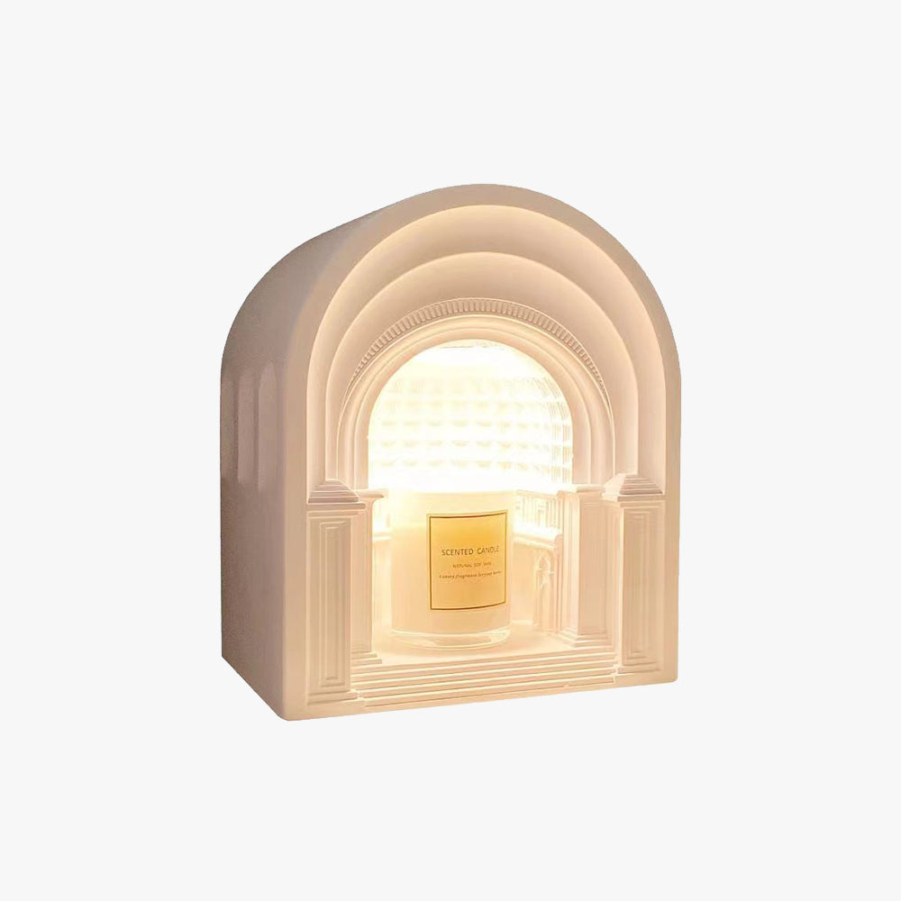 Félicie Art Deco Dome Candle Gypsum Table Lamp, White