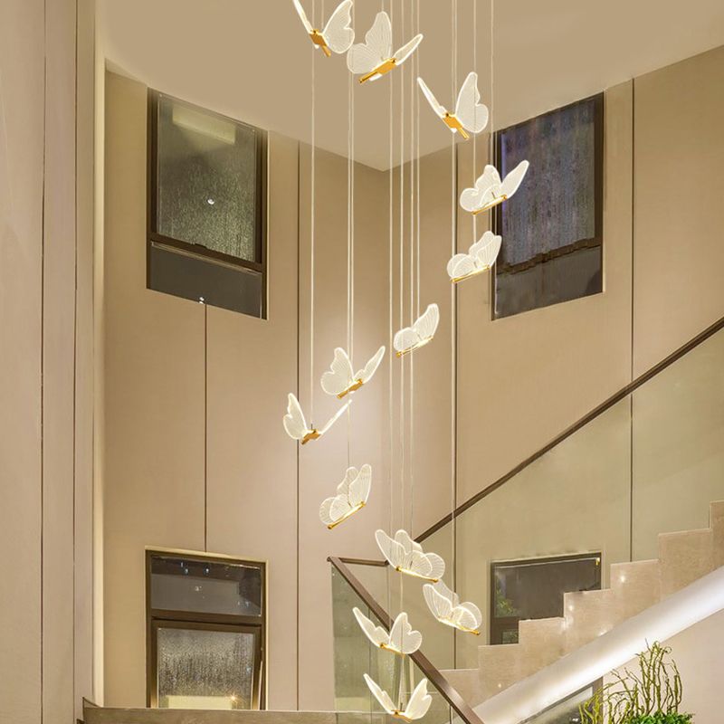 Olivia Pendant Light Butterfly Modern Luxury, Metal/Acrylic, Gold, Corridor