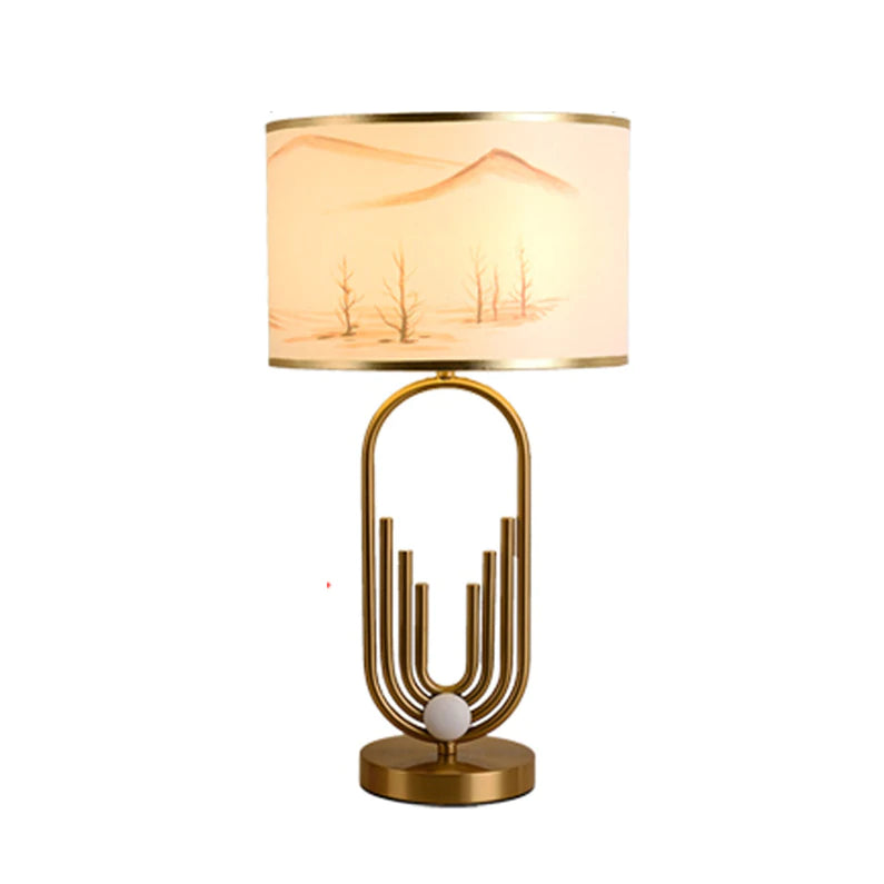 Sano Table/Floor Lamp Landscape, Metal/Fabric, Bedroom