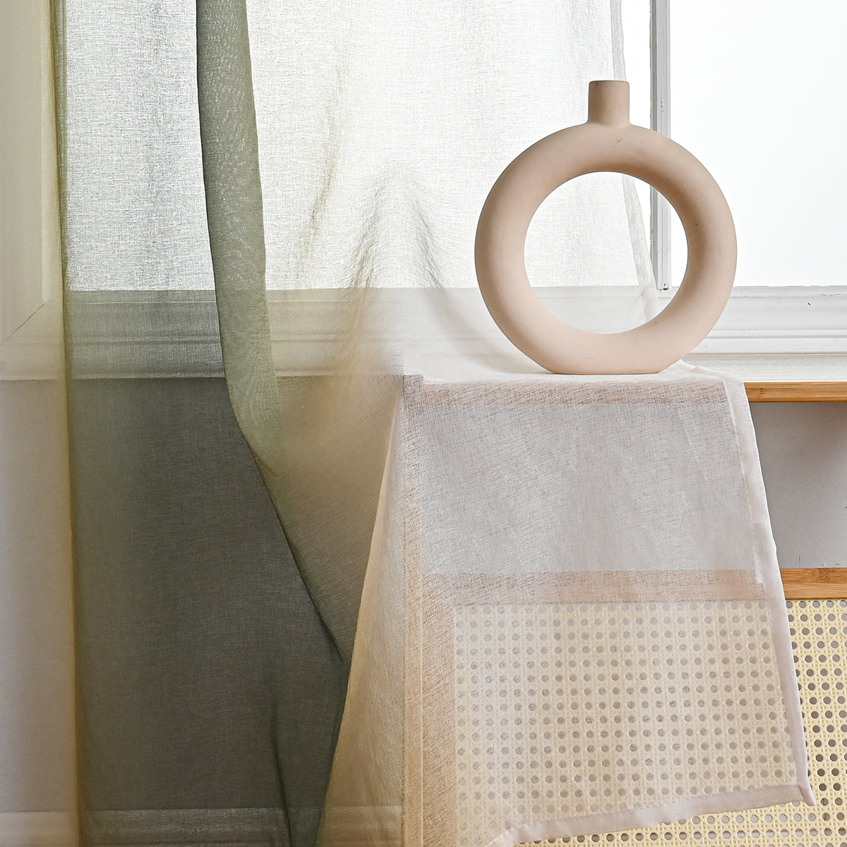 Modern Two Tone Polyester Sheer Curtain, 5 Colors