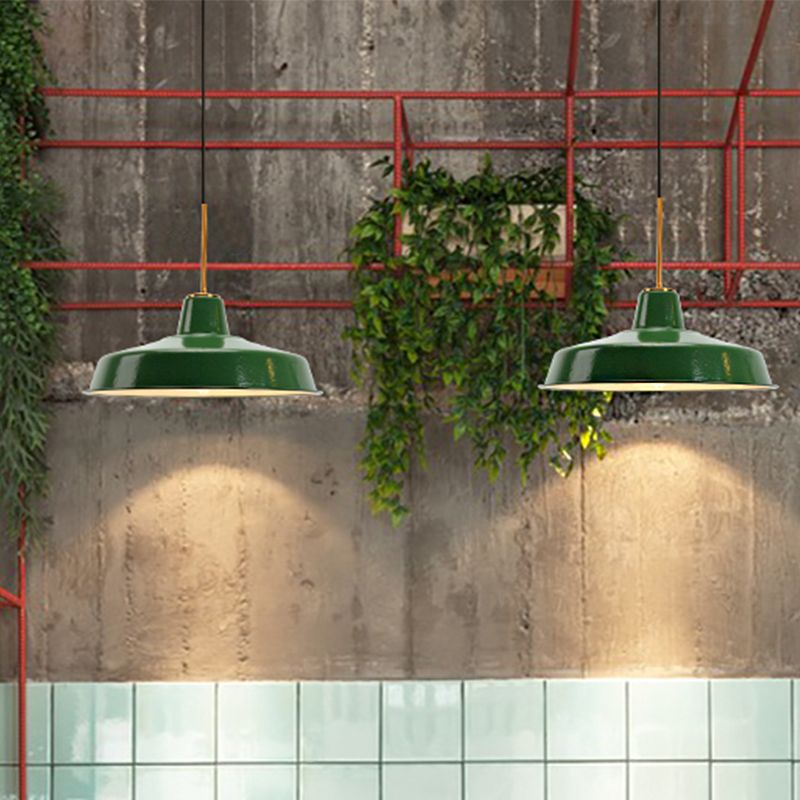 Cairns Vintage Metal Arched Pendant Light, Green