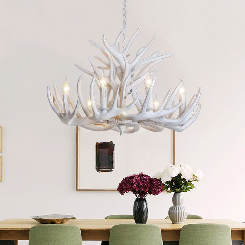 Silva Rustic Antler Metal/Resin Chandelier, White
