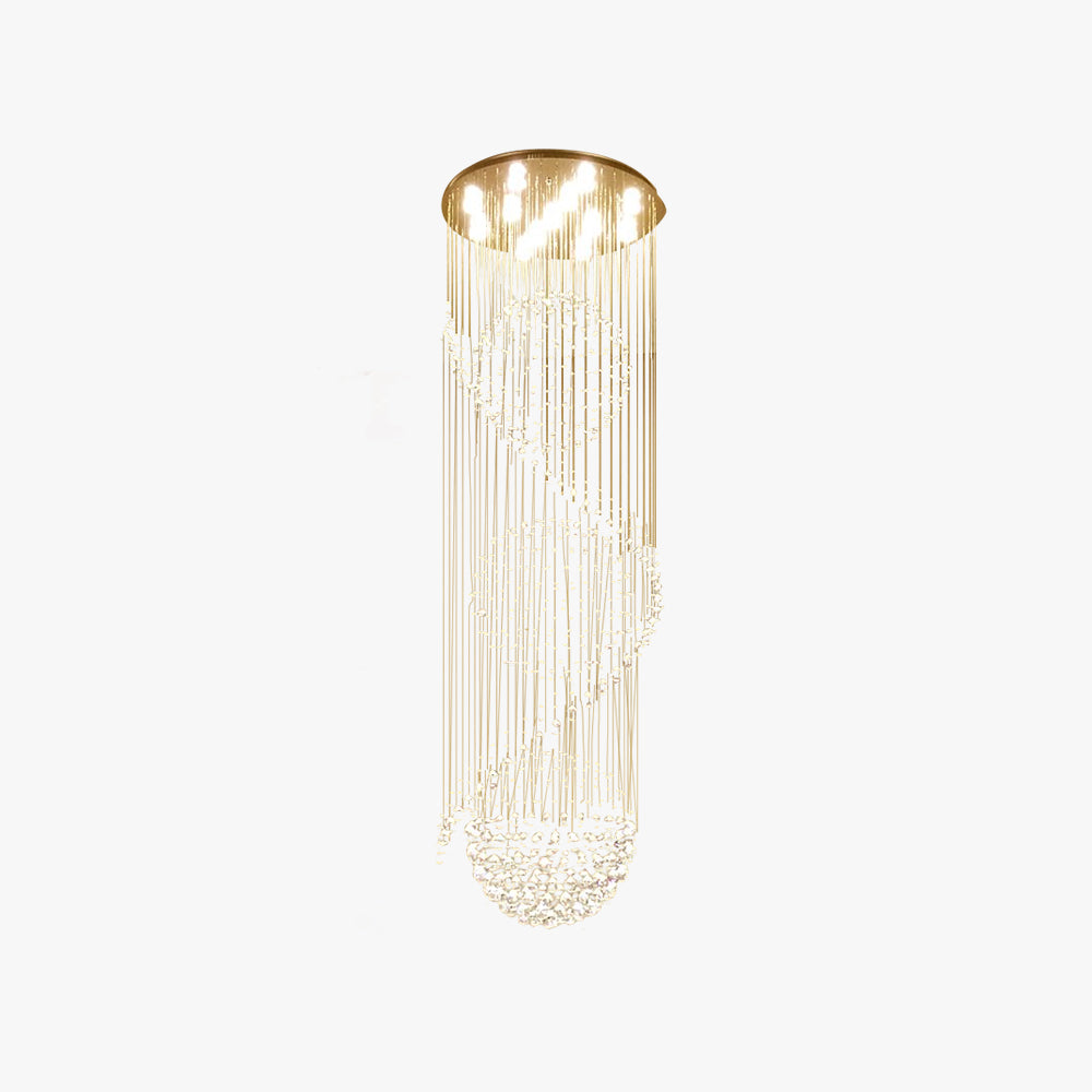 Hailie Luxury Spiral Cascading Crystal Chandelier, Chrome