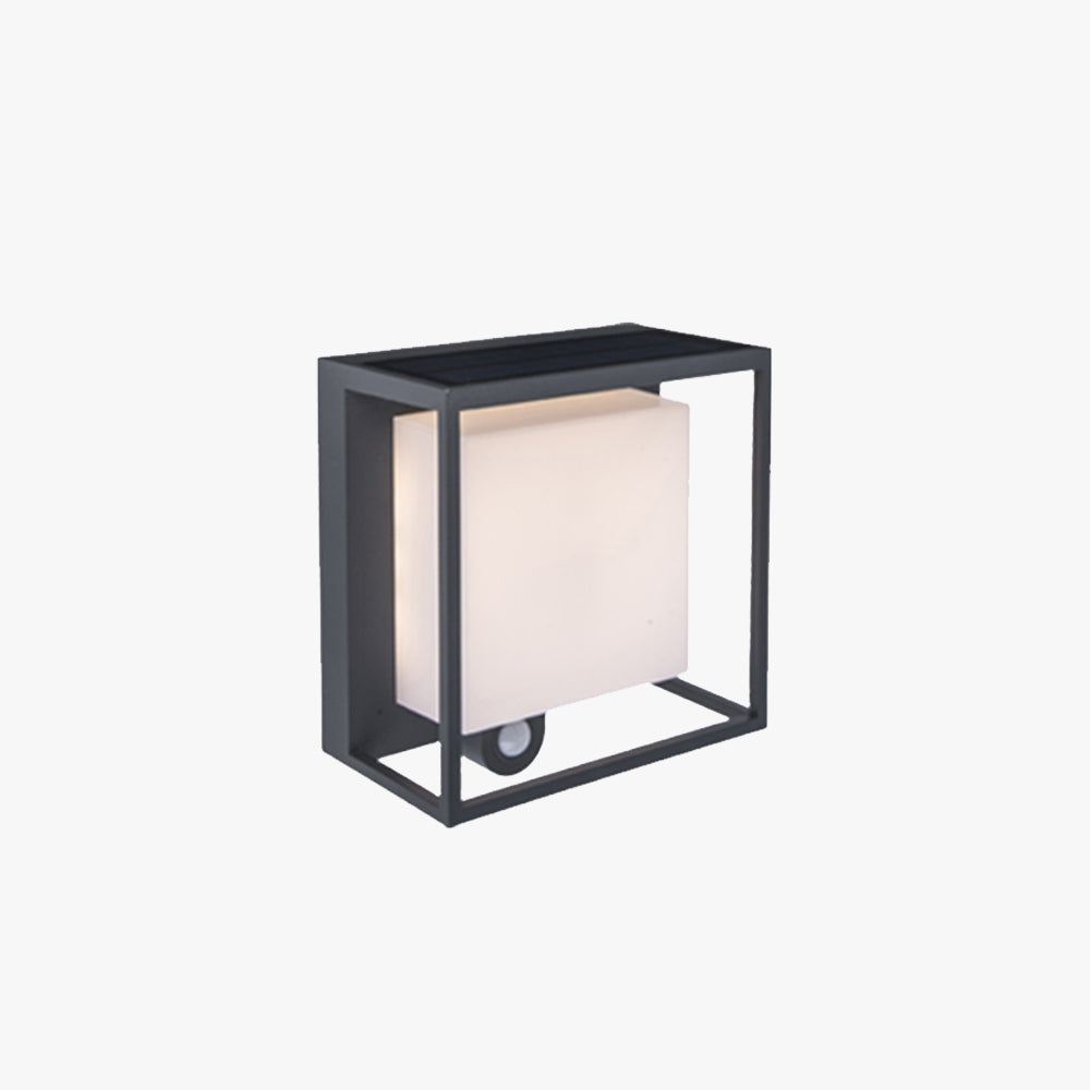 Orr Modern Rectangular Acrylic Sensor Solar Powered Outdoor Wall Lamp, Black