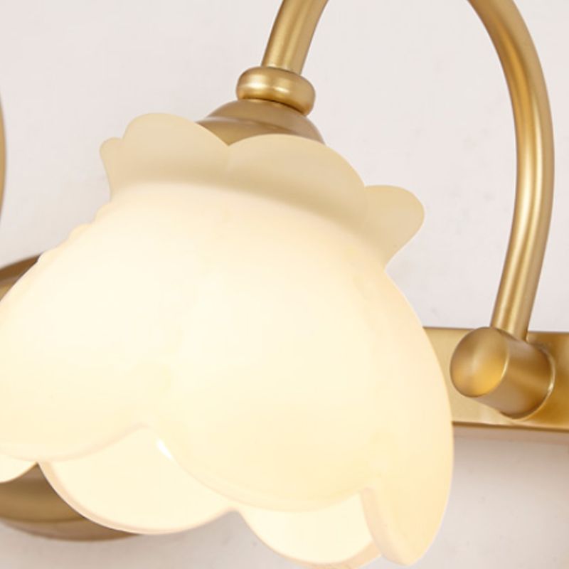 Lily Modern Flower Mirror Front Vanity Wall Lamp, Metal/Frosted Glass