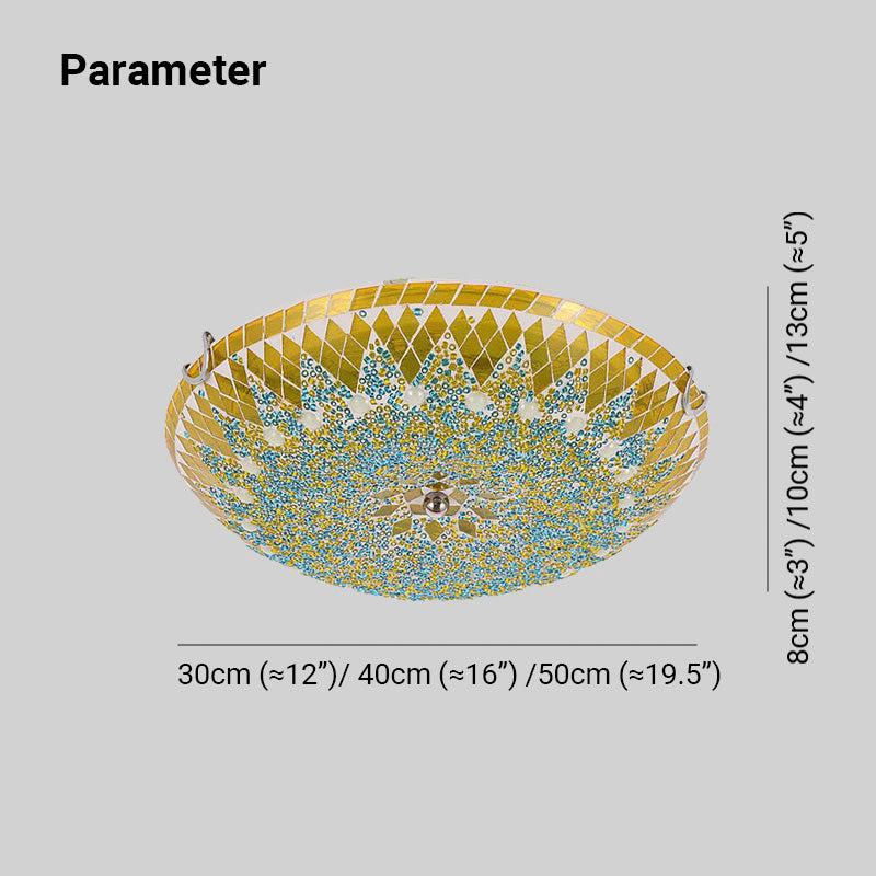 Eryn Modern Mediterranean Glass Flush Mount Ceiling Light, Blue/Yellow/White