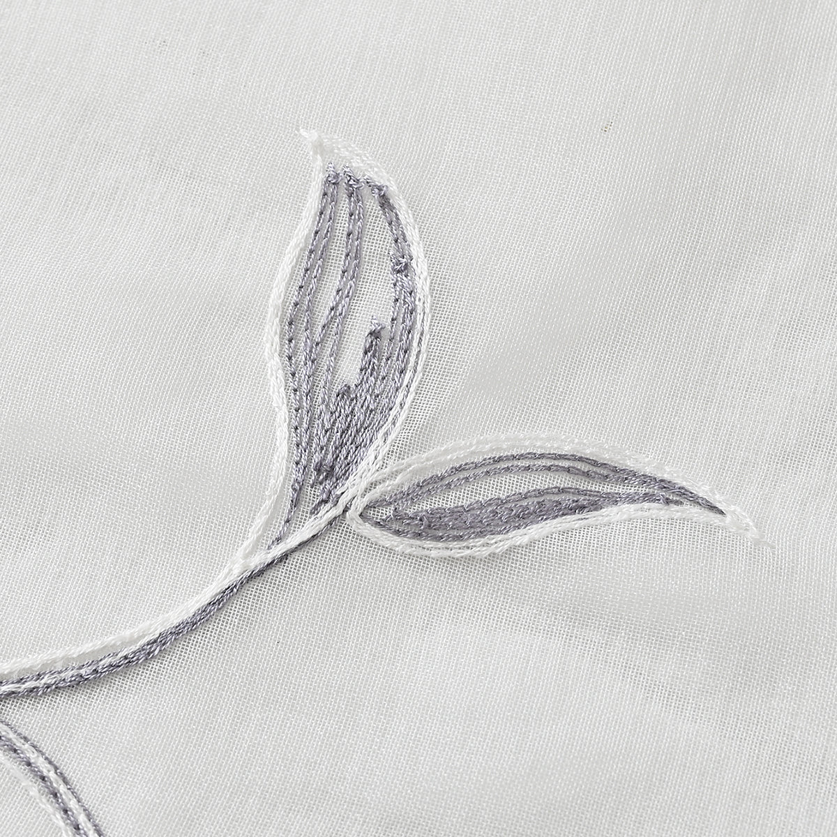 Modern Flower And Leaf Polyester Sheer Curtains, White/Gray