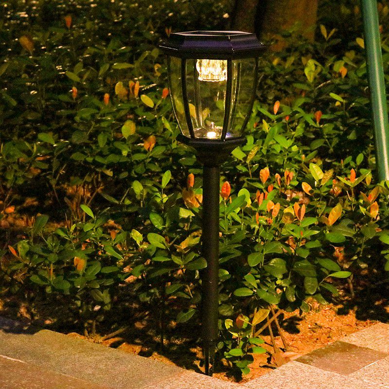 Pena Vintage Lantern Solar Outdoor Path Light, Black/Bronze