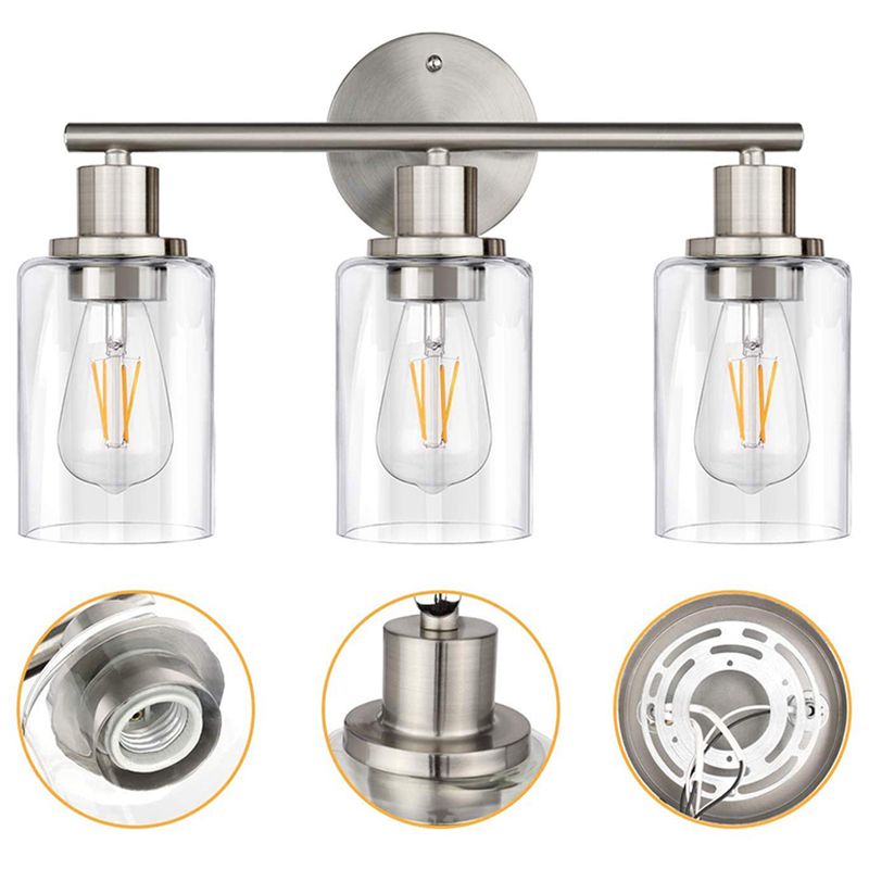 Alessio Modern Cylindrical Metal&Glass Wall Lamp In Living Room, Nickel