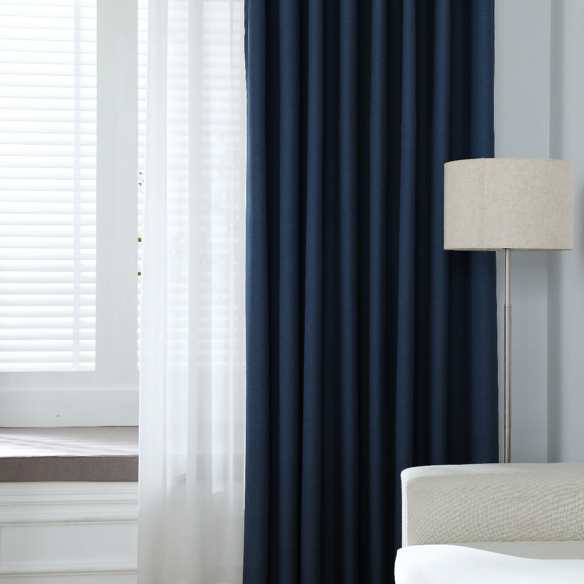 Modern Linen Solid Color Blackout Thermal Insulated Curtains